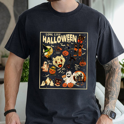 Petthouse | Long Live Halloween Shirt, Vintage Retro Halloween Shirt, Spooky Season, Pumpkin Black Cat