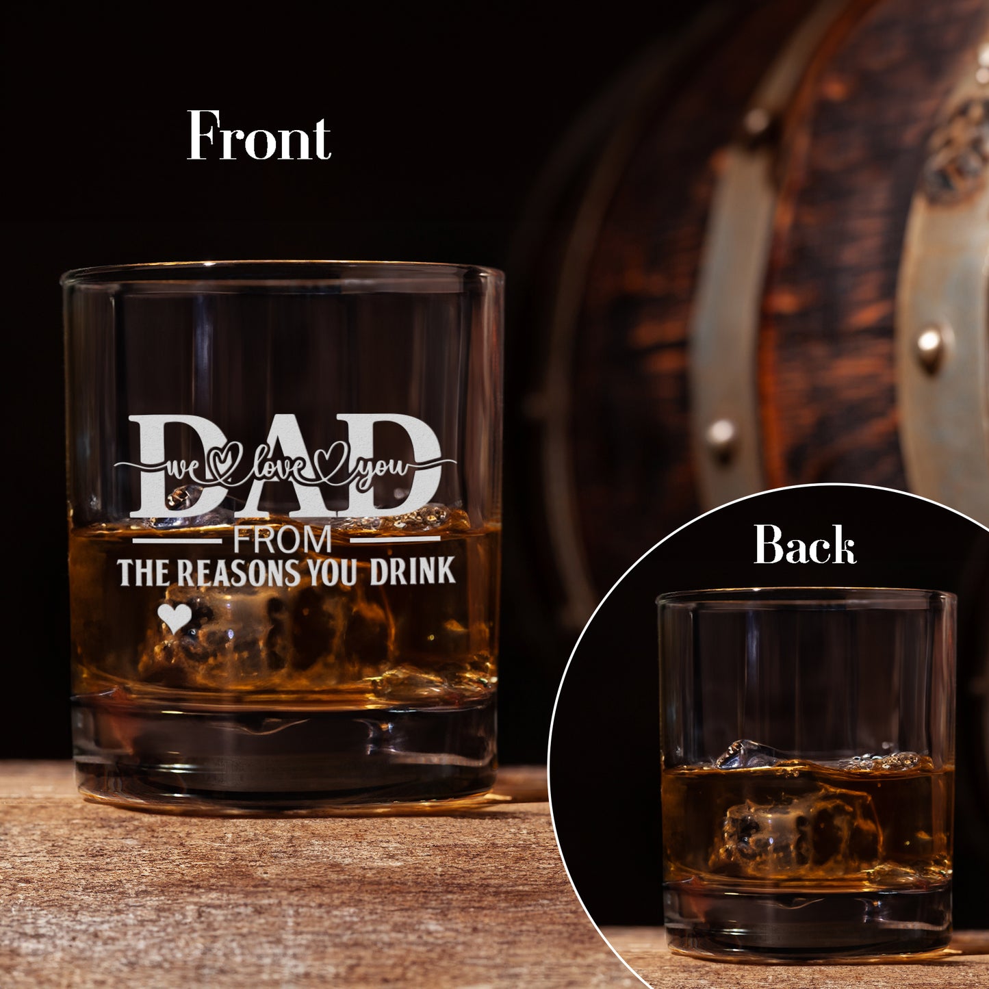 Petthouse | Custom Photo  To Dad From The Reasons You Drink Whiskey Glasses, Father's Day Gift