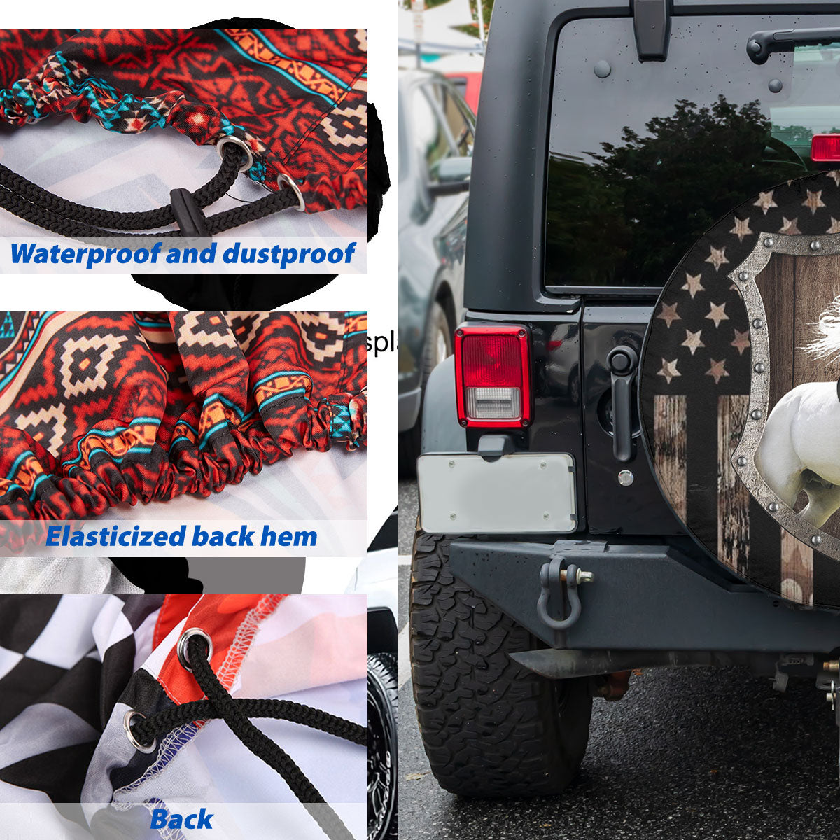 Petthouse | Horse Running Wheel Tire Covers Usa Flag Camo Tire Storage Bag Horse Lover Gifts Spare Tire Cover