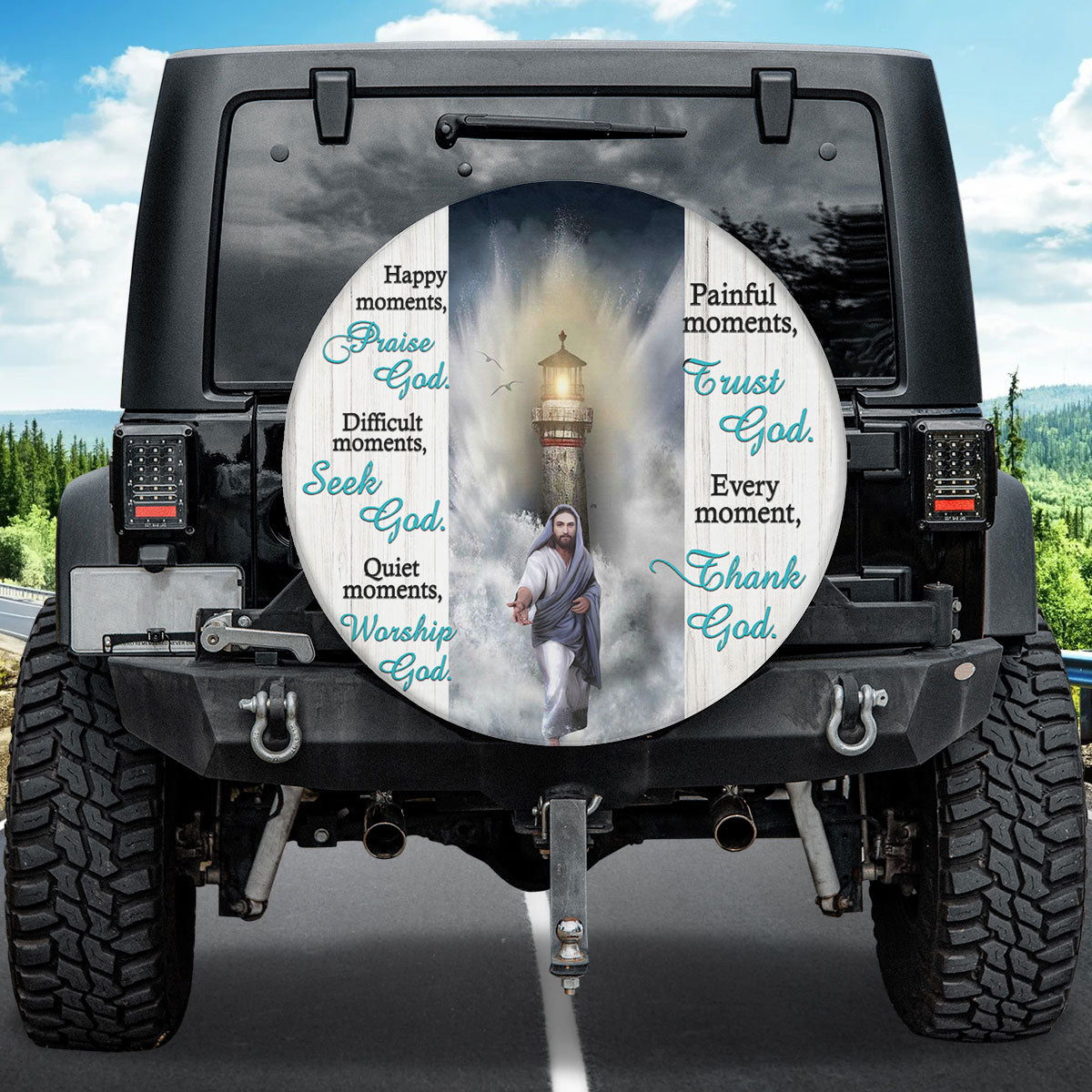 Petthouse | Jesus Farmhouse Style Spare Wheel Cover Jesus Christian Seasonal Spare Tire Cover