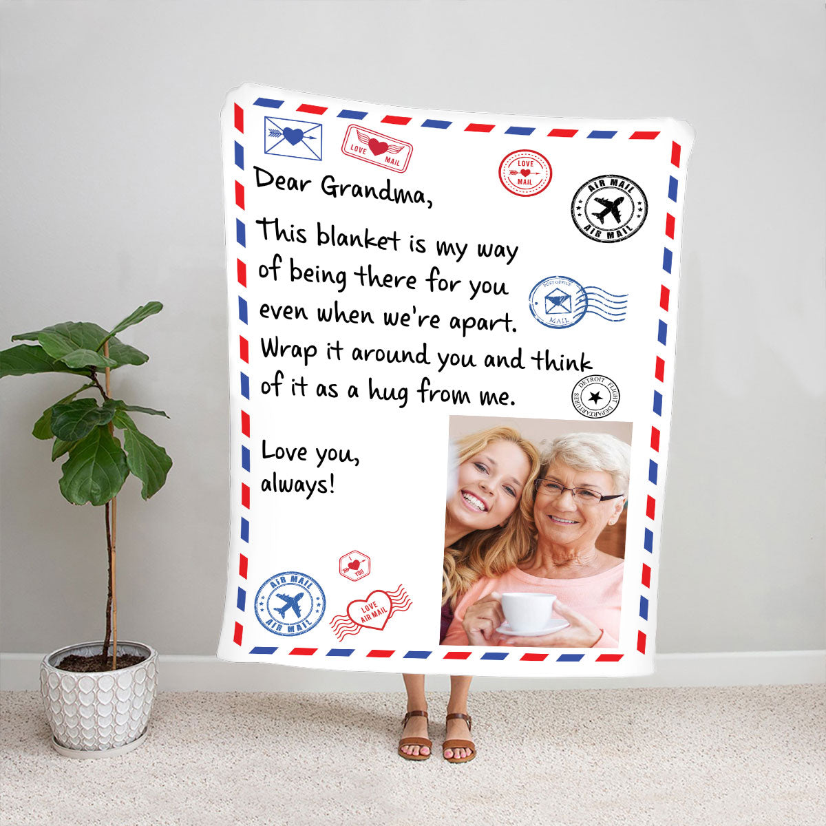 Petthouse | Personalized Dear Grandma Throw Blanket, A Hug From Me, Birth Month Gifts Grandma, International Women Day