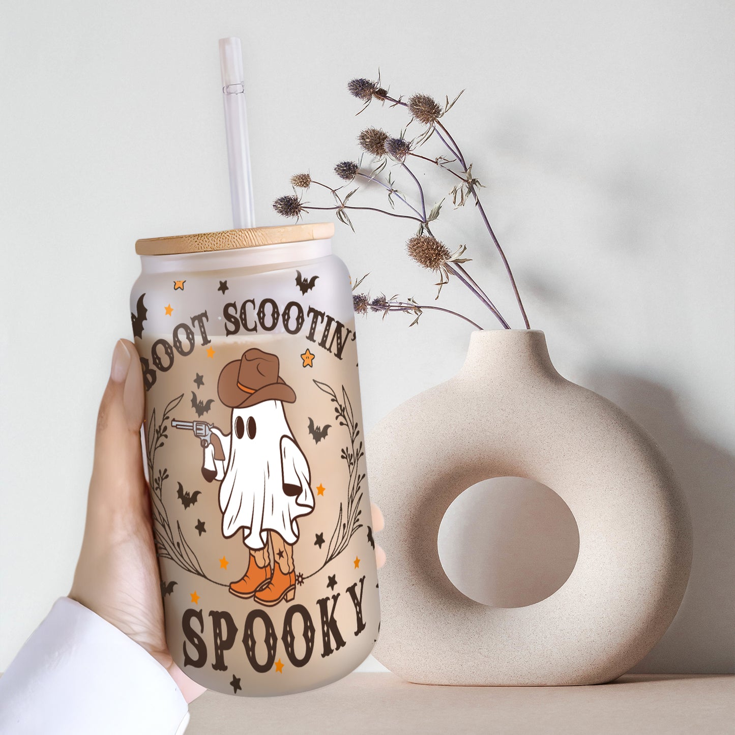 Petthouse | Westerm Ghost Glass Can, Westerm Ghost Halloween, Ghost Cowboy Coffee, Boot Scootin' Spooky