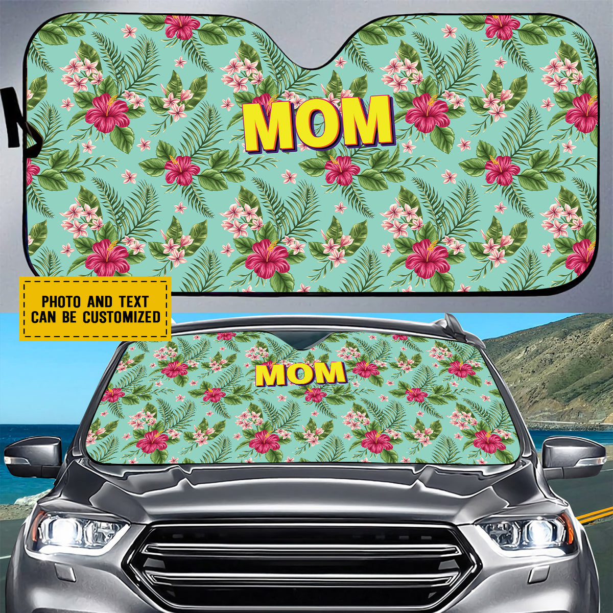 Petthouse | Personalized Chihuahua Hawaii Tropical Sunshade For Car Dog Mom Windshield Sun Shade