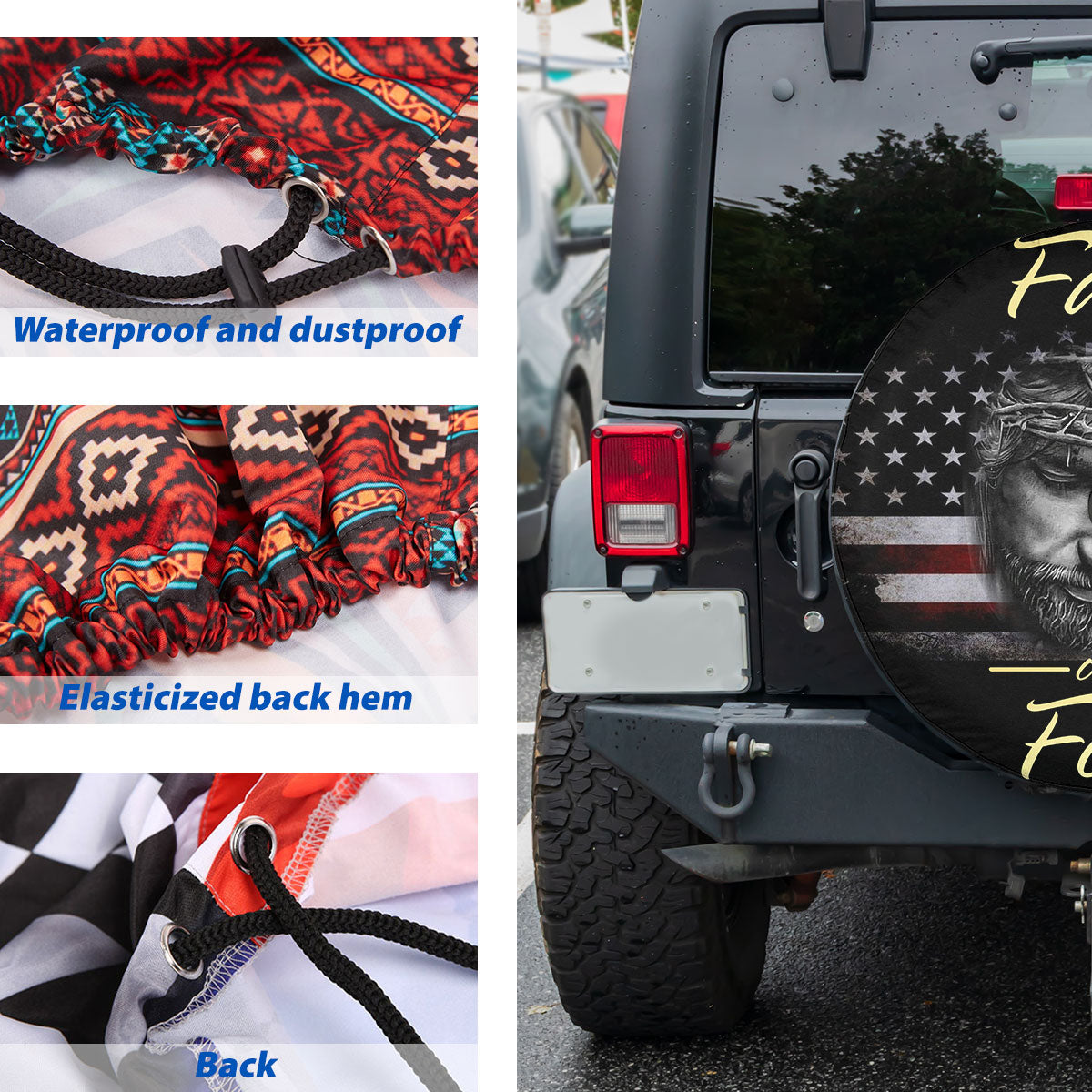 Petthouse | Christian Thin The Red Flag Wheel Tire Covers Jesus Christian Faith Over Fear Spare Tire Cover