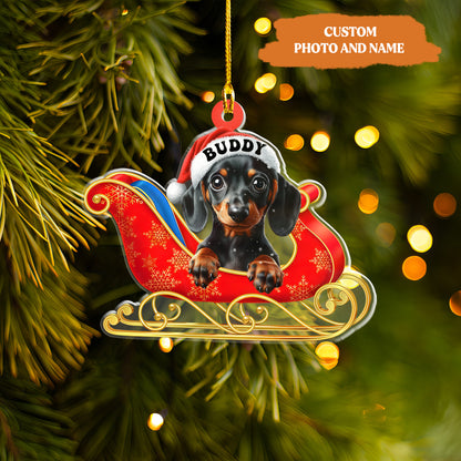 Petthouse | Personalized Dachshund Dog Christmas Ornament, 2d Flat Dog Ornament, Christmas Tree Hanging