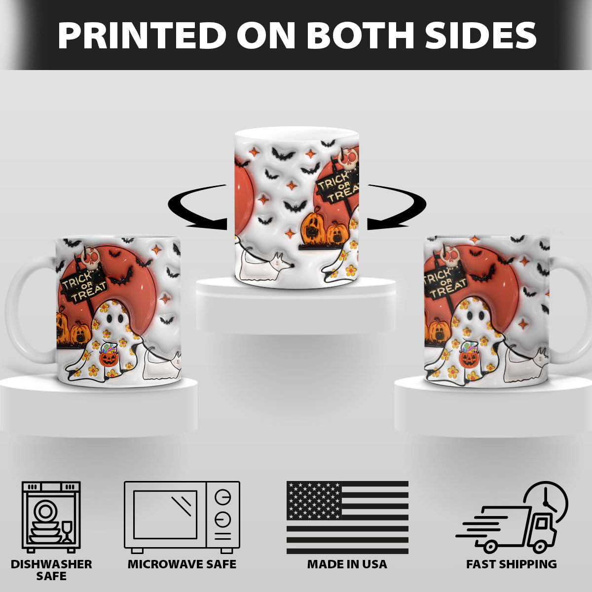 Petthouse | Ghost Walking Dog Ceramic Mug, Spooky Vibes 3d Inflated Effect Printed Mug, Funny Dog Ghost Mug