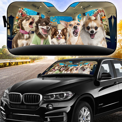 Petthouse | Funny Chihuahua Sunshade Dog Yelling Dog Car Sun Shade Windshield Car Accessories