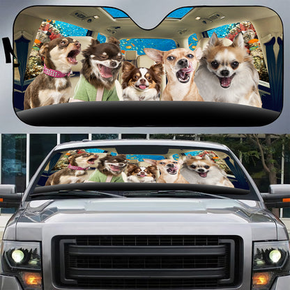 Petthouse | Funny Chihuahua Sunshade Dog Yelling Dog Car Sun Shade Windshield Car Accessories