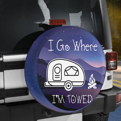 Petthouse | Caravan Car Night Camping Spare Tire Covers I Go Where I'm Towed Truck Cover Universe Seasonal