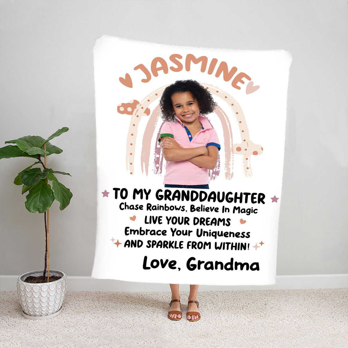 Petthouse | Customized To My Granddaughter Travel Blanket, Love Message Gifts From Grandparent, Chase Your Rainbows