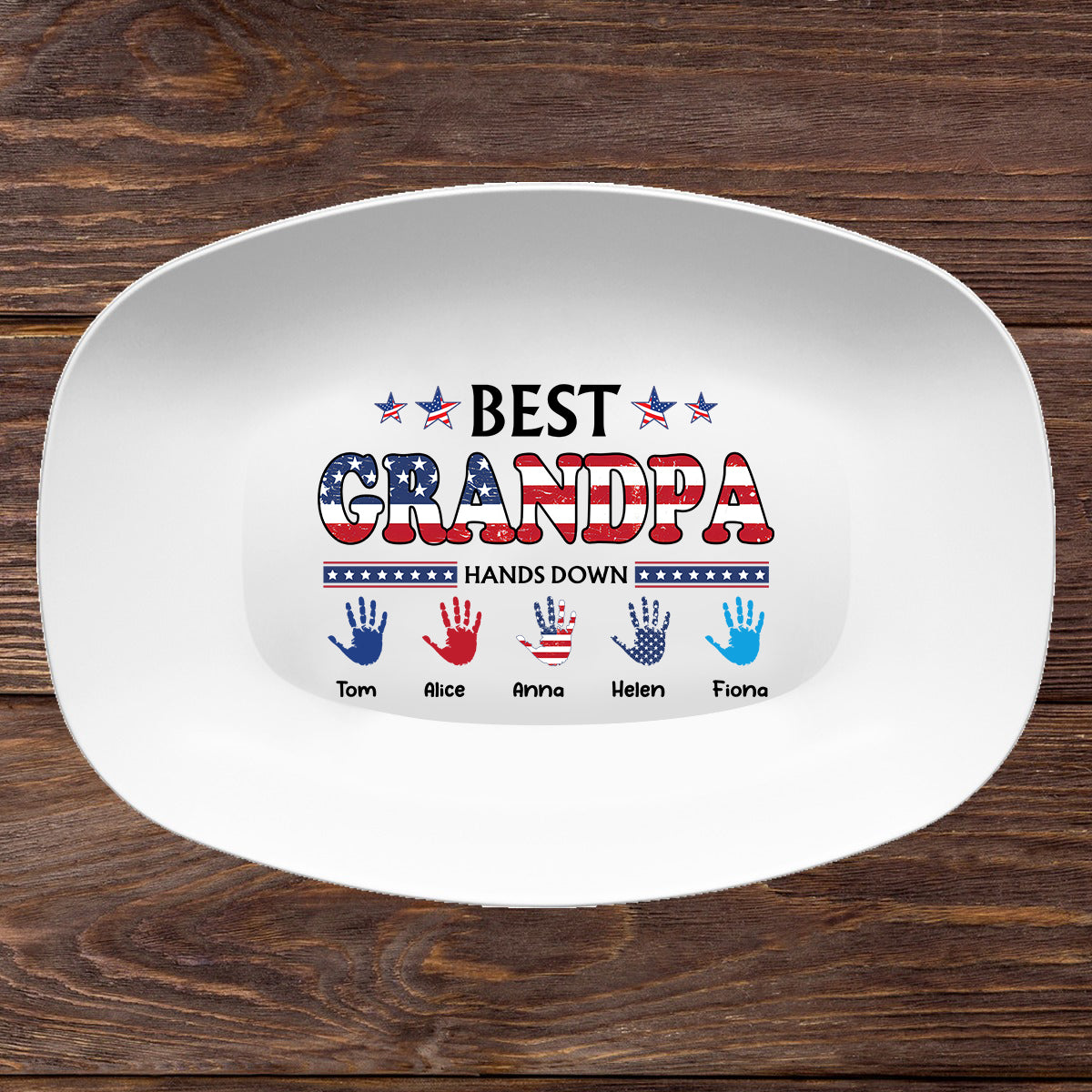 Petthouse | Personalized Grandpa Grilling Plate, Dad Grilling Plate, BBQ Platter, Independence Day Gift, Grill Plate Gift 4th Of July