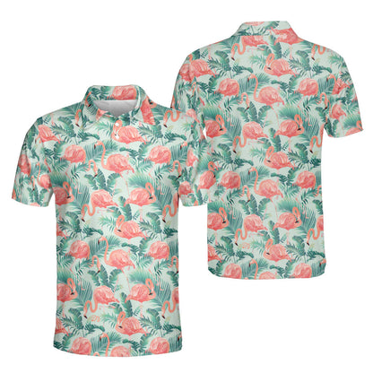 Petthouse | Flamingo Tropical Pattern Polo Shirt, Flamingo Animal Lovers Gift Unisex Polo Shirt