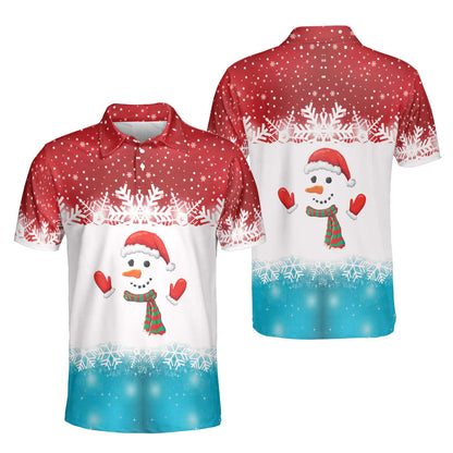 Petthouse | Cute Snowman Polo Shirt Christmas Snow Pattern Shirt Merry Christmas Gift