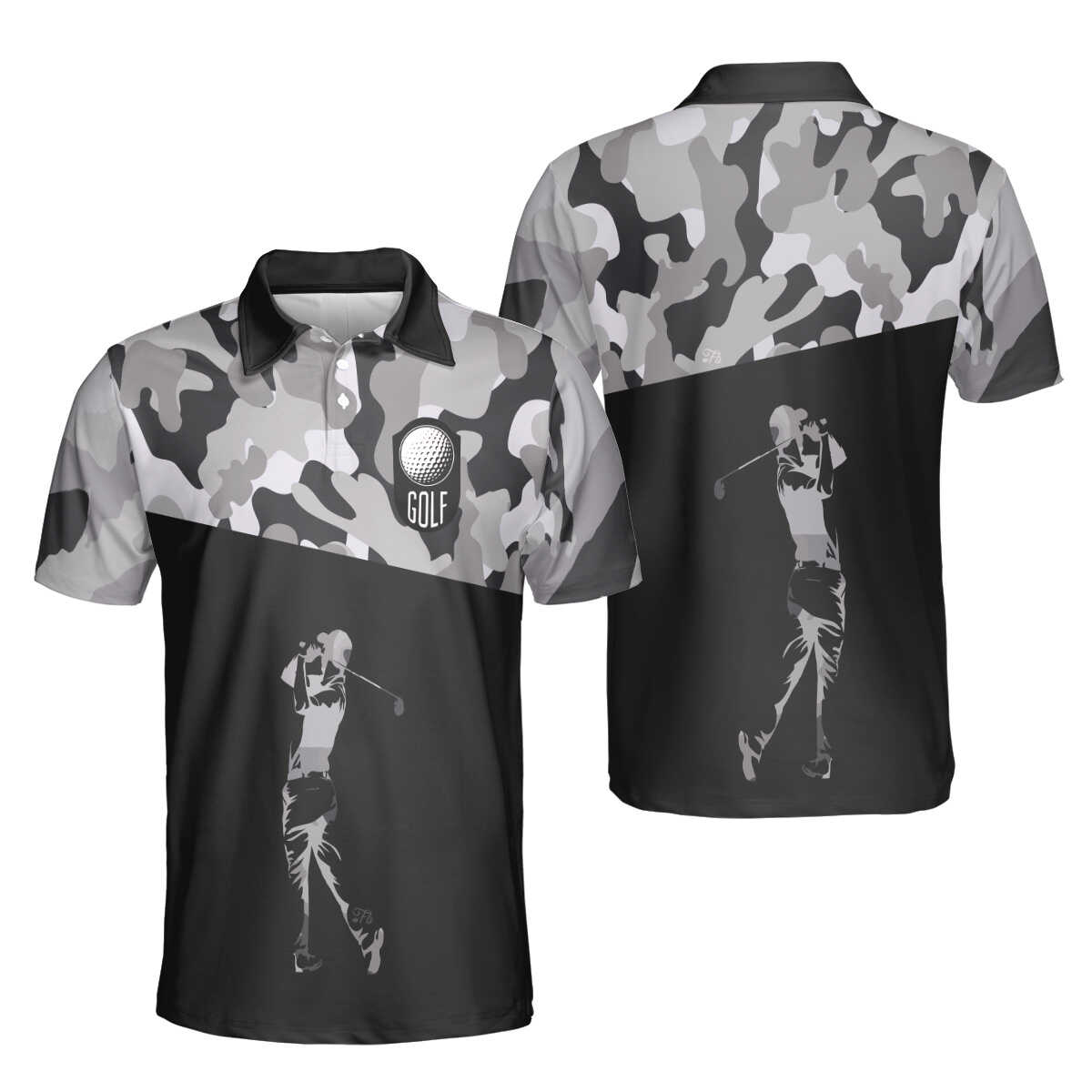 Petthouse | Golf Man Polo Shirt Golf Ball Golf Black Camo Pattern Polo Shirt Unisex Polf Lover