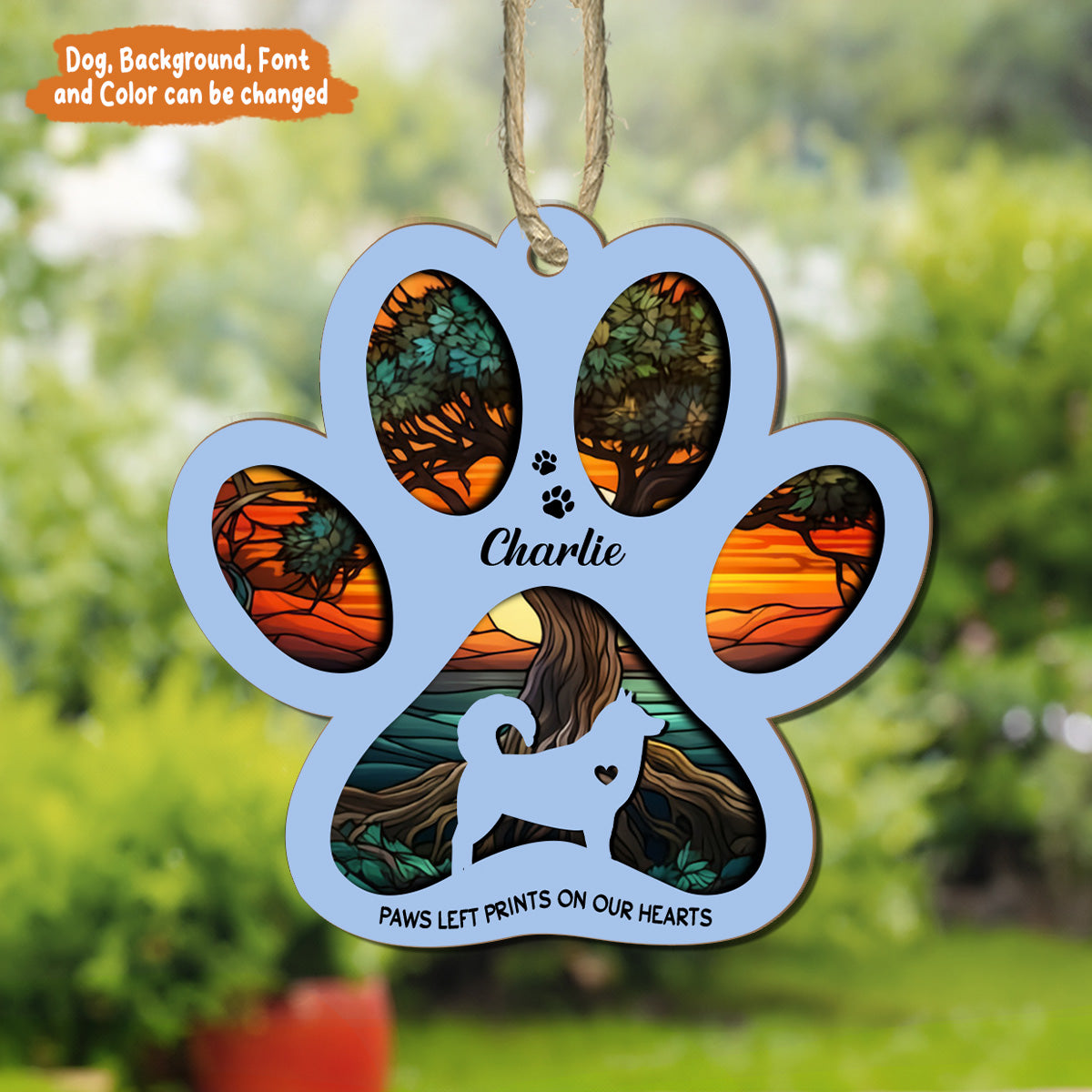 Petthouse | Personalized Tree Of Life Dog Memorial Gifts For Loss Of Dog, Paw Print Memorial Suncatcher