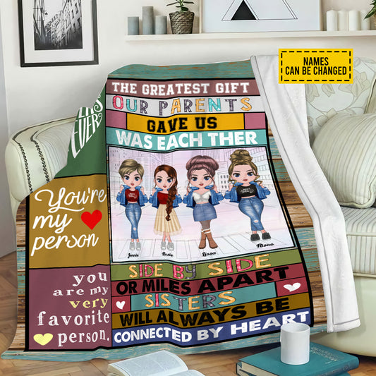 Petthouse | Personalized Sisters Forever Fleece Blanket, To My Sister Throw Blanket, Sister Are My Therapy