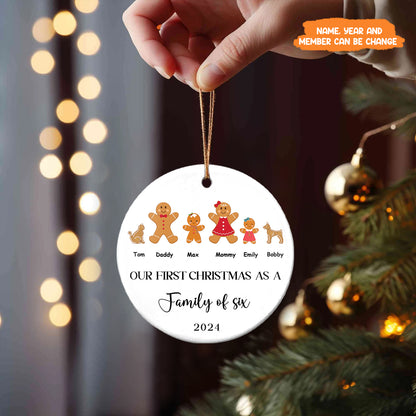 Petthouse | Personalized Family Of Four Christmas Ornament, First Baby Xmas Family Ornament, Baby Family