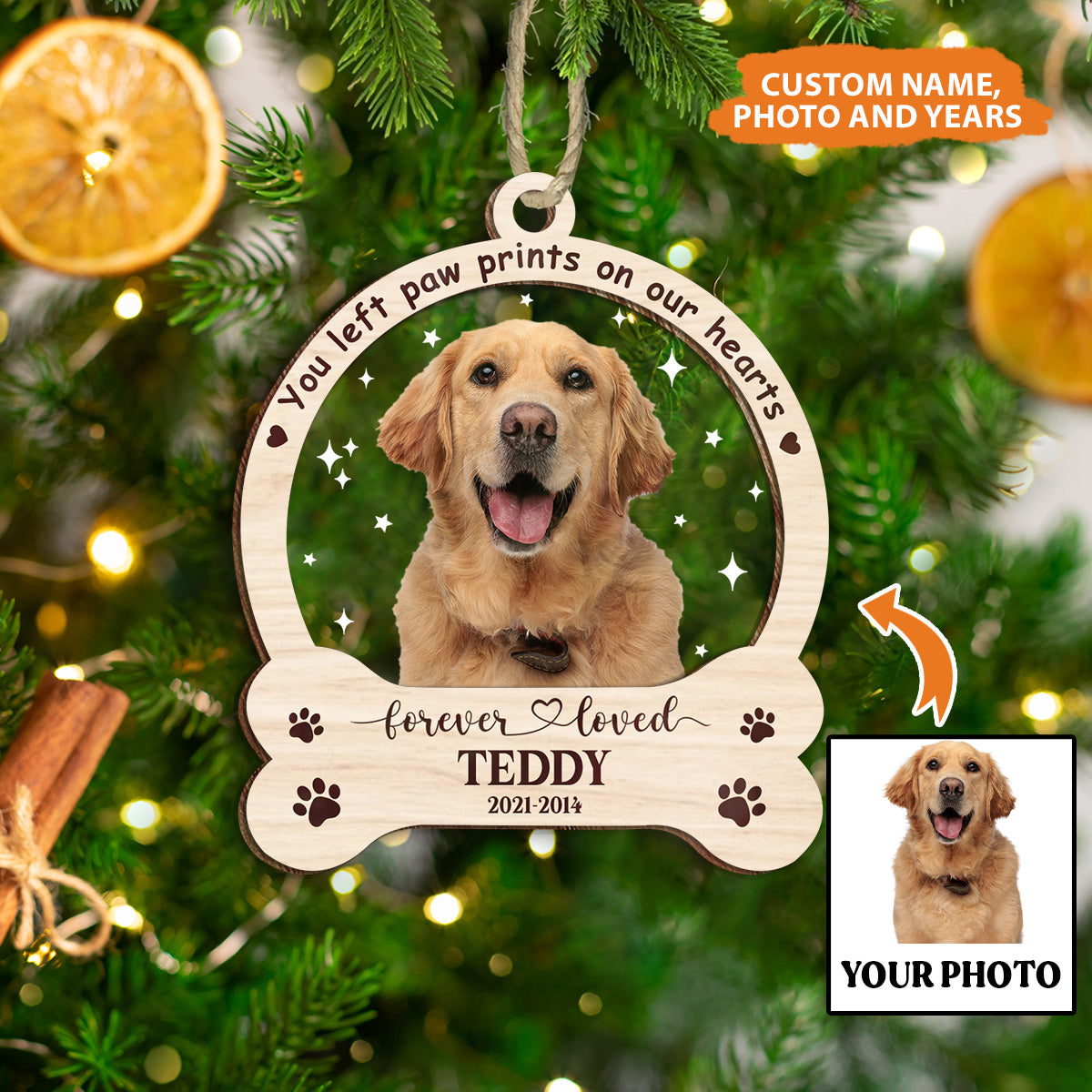 Petthouse | Personalized Dog Memorial Ornament, Dog Christmas Ornaments 2024, Memorial Pet Ornament, Dog Loss