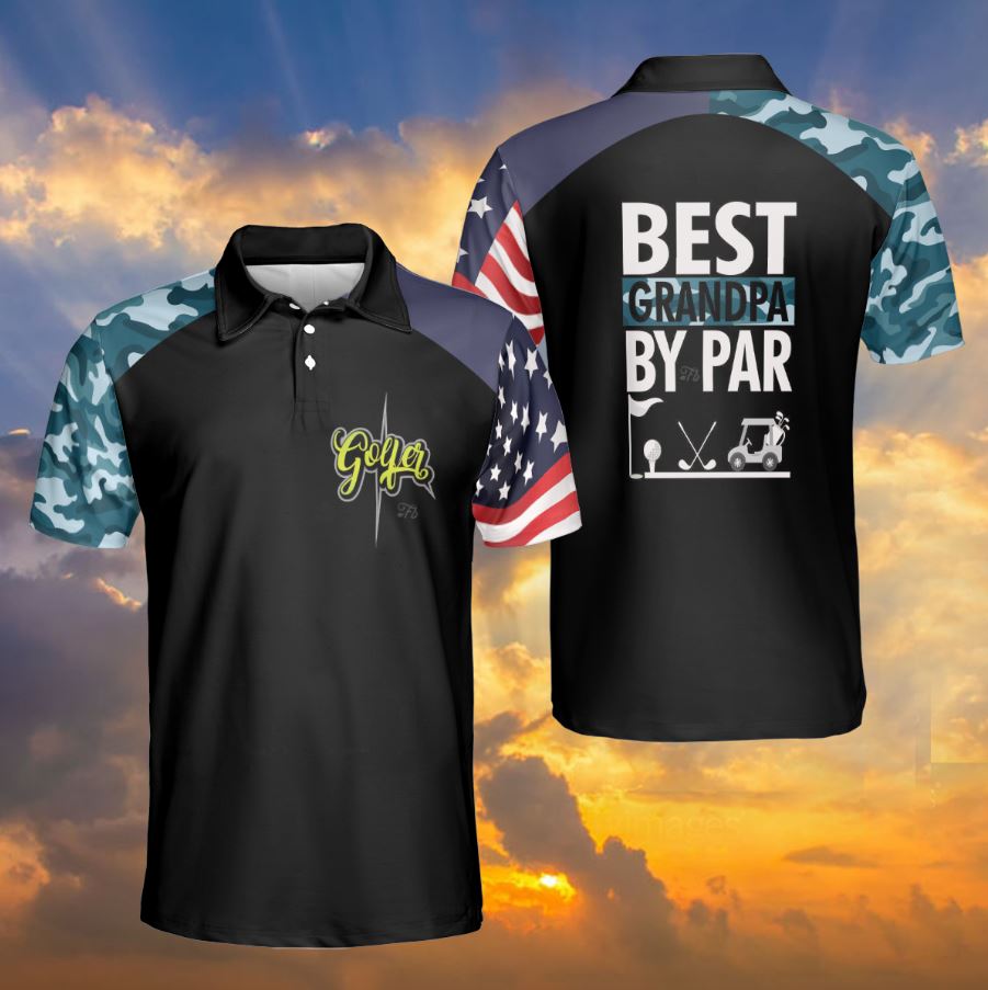 Petthouse | Golfer Polo Shirt, Golf Camo Polo Shirt, Best Grandpa By Par Polo Shirt, Granddad Gift