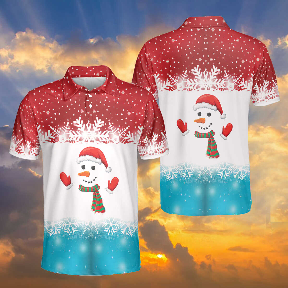 Petthouse | Cute Snowman Polo Shirt Christmas Snow Pattern Shirt Merry Christmas Gift