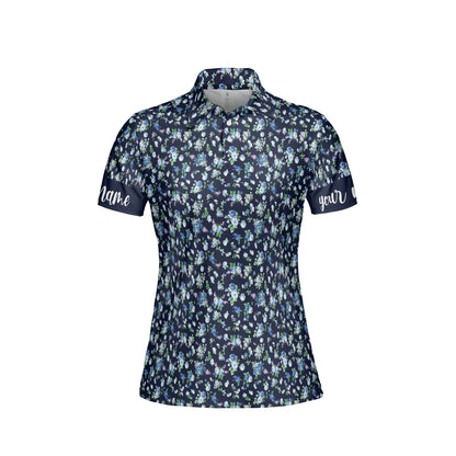 Petthouse | Customized Golfer Gift Flowers Pattern All Over Women's Polo Shirt Floral Style Golfing