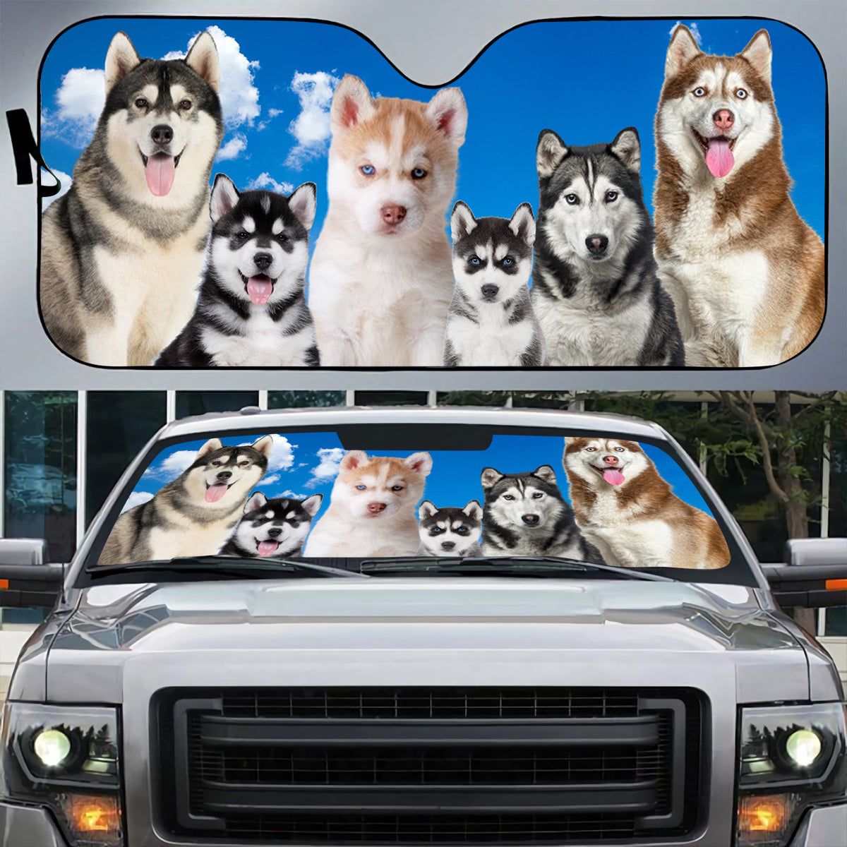 Petthouse | Husky Siberian Car Sun Shade Husky Dog Pet Windshield Sunshade Dog's Lovers Pet Christmas Gift