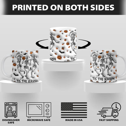 Petthouse | Skeleton Dancing Inflated Effect 3d Coffee Mug, Halloween Tis' The Season, Ghost Spooky Vibes