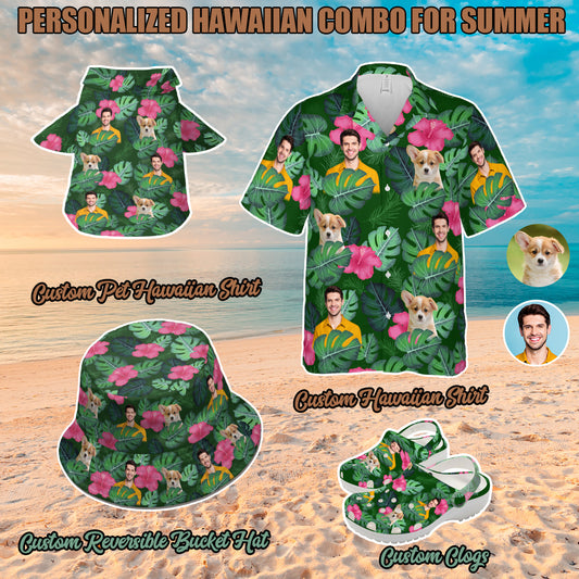 Petthouse | Custom Portrait Face With Dog Hawaiian Shirt, Funny With Dog, Gift For Family