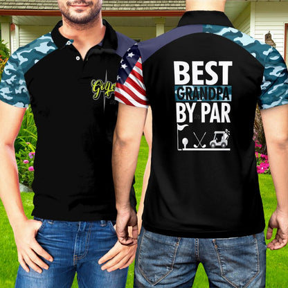 Petthouse | Golfer Polo Shirt, Golf Camo Polo Shirt, Best Grandpa By Par Polo Shirt, Granddad Gift