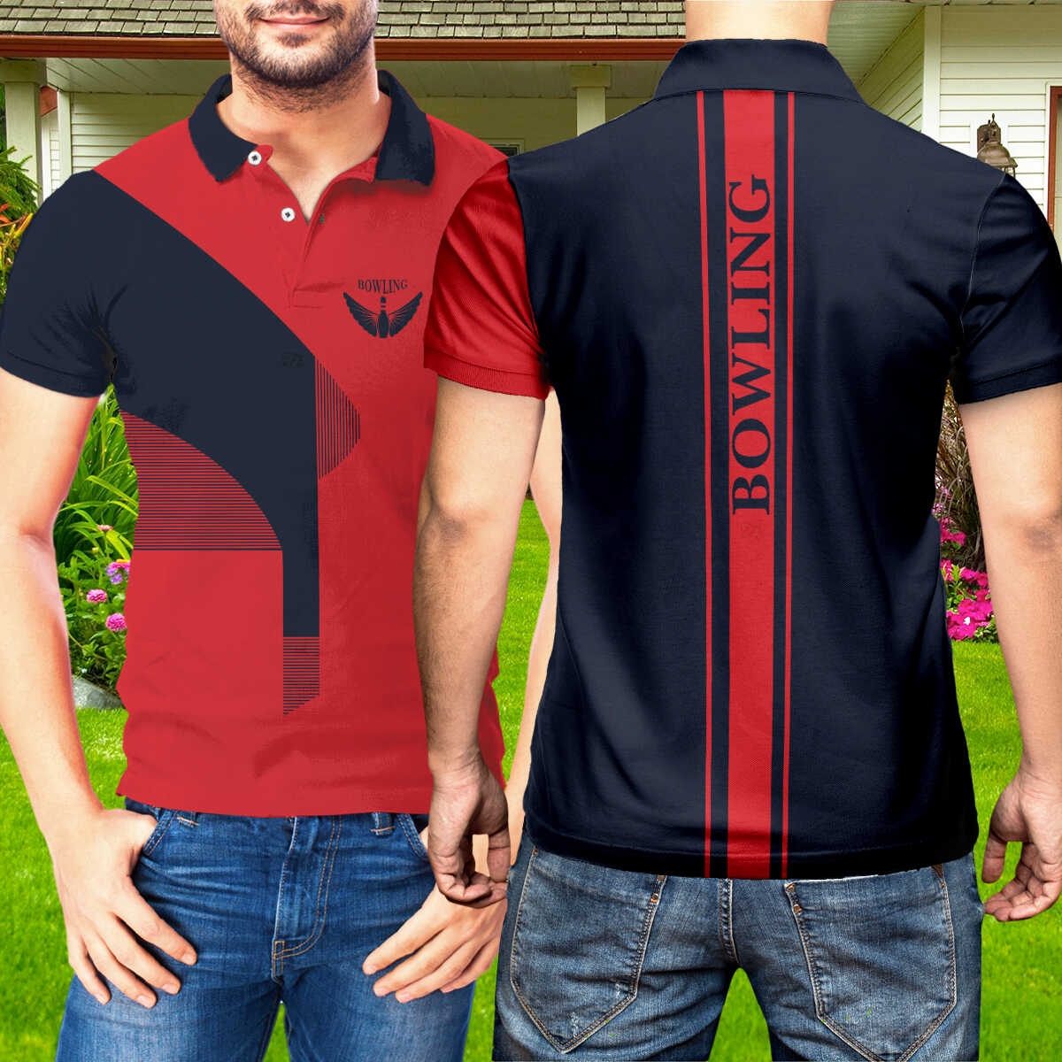 Petthouse | Bowling Polo Shirt, Bowling Angel Wings Polo Shirt, Bowling Geometric Polo, Bowler Gift