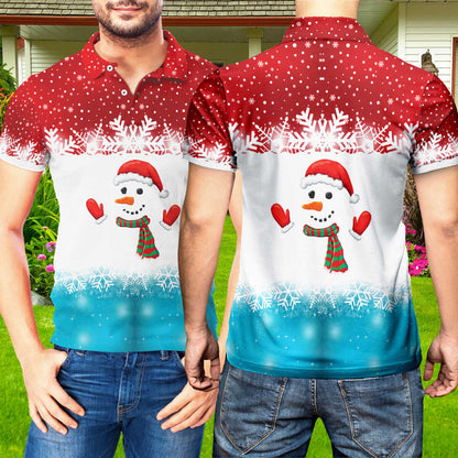 Petthouse | Cute Snowman Polo Shirt Christmas Snow Pattern Shirt Merry Christmas Gift