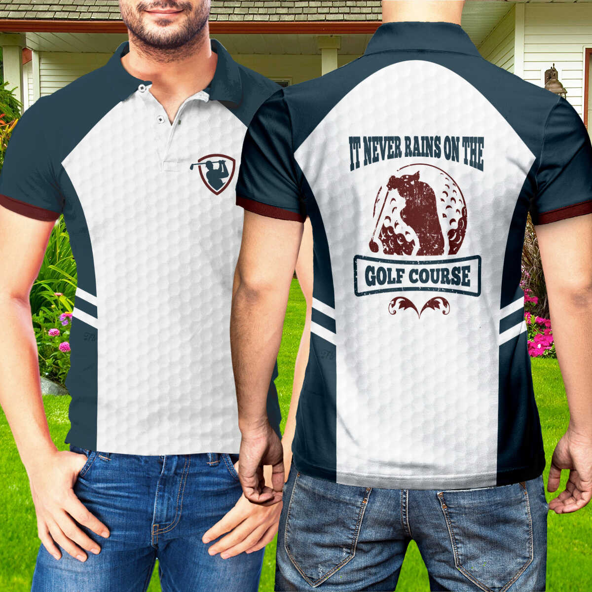 Petthouse | Golf Man Polo Shirt Golf Logo Shirt Golf Club Polo Shirt Never Rains On The Golf Course