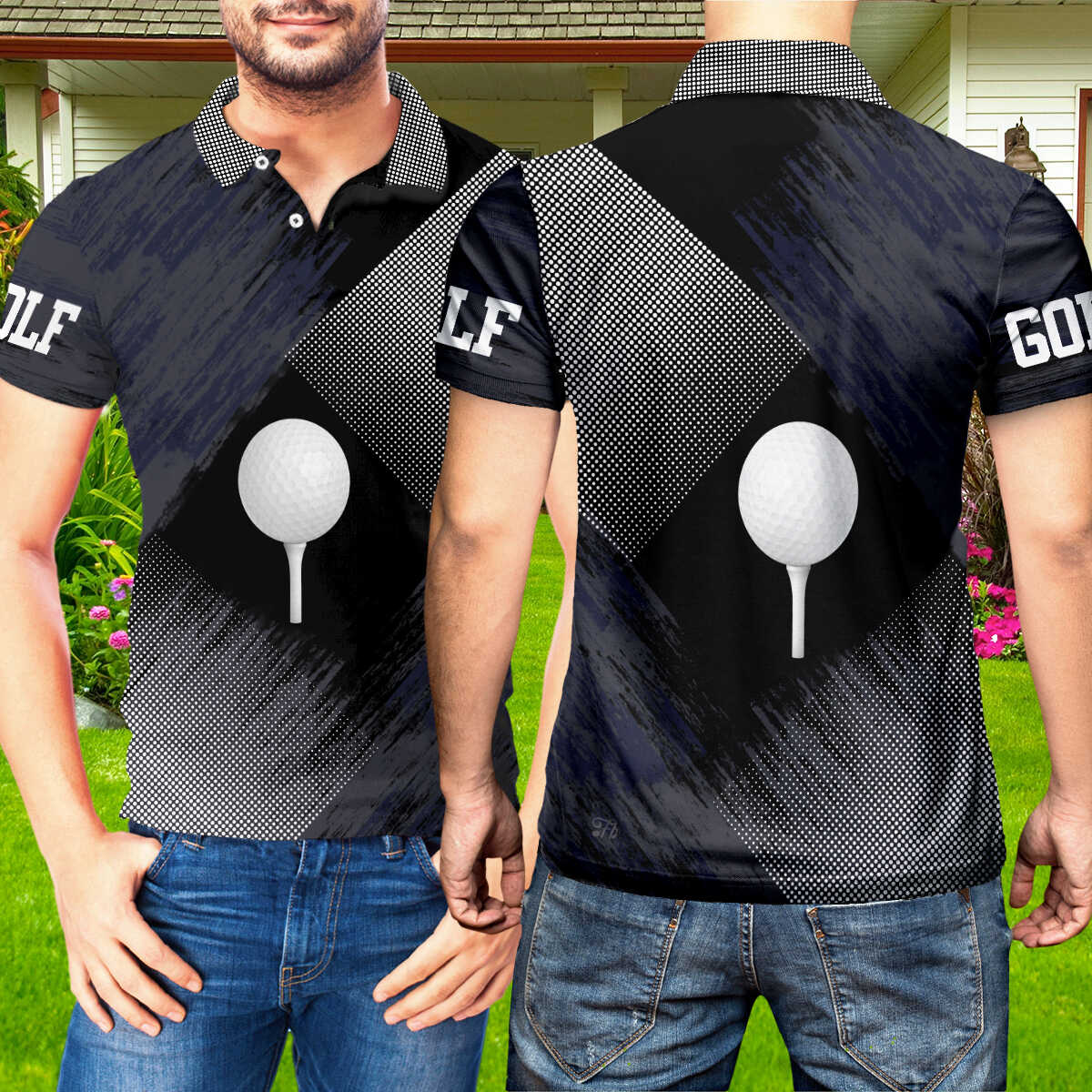 Petthouse | Golf Ball Polo Shirt, Golf Polo Shirts, Golf Geometric Polo Shirt, Golf Player Gift