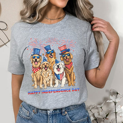 Petthouse | Golden Retriever 4th Of July Shirt, Dog Flag Independence Cute Dog Mom Fourth Of July