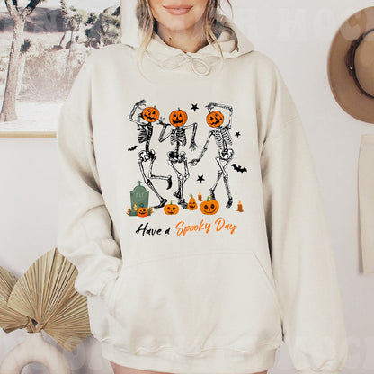 Petthouse | Dancing Skeleton Pumpkin Shirt, Spooky Day Shirt, Halloween Pumpkin Skeleton Dancing Party