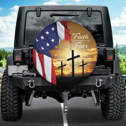 Petthouse | Jesus Usa Flag Print Spare Tire Cover Christian Religious Verse Faith Over Fear