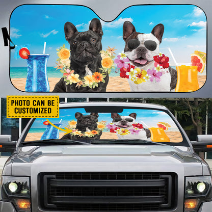 Petthouse | Dog Sunshade Custom Photo Personalized French Bulldog Summer Vibes Car Sun Shade Windshield