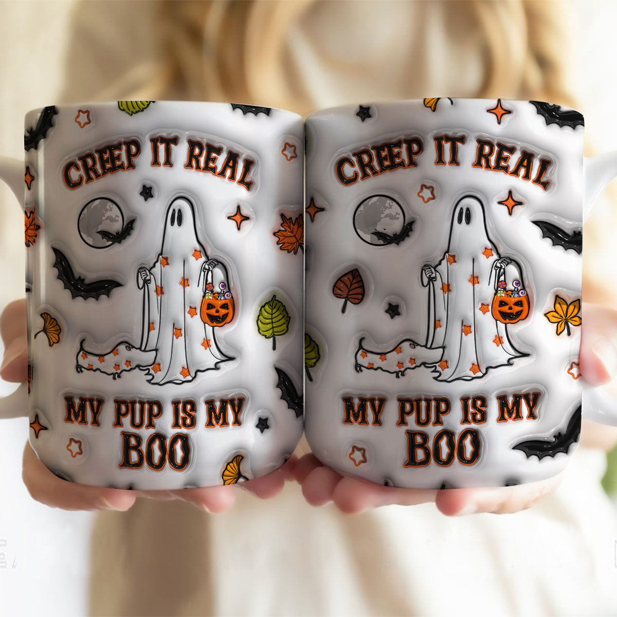 Petthouse | Halloween Ghost Walking Dog Mug, Creep It Real 3d Inflated Effect Printed Mug, Spooky Vibes
