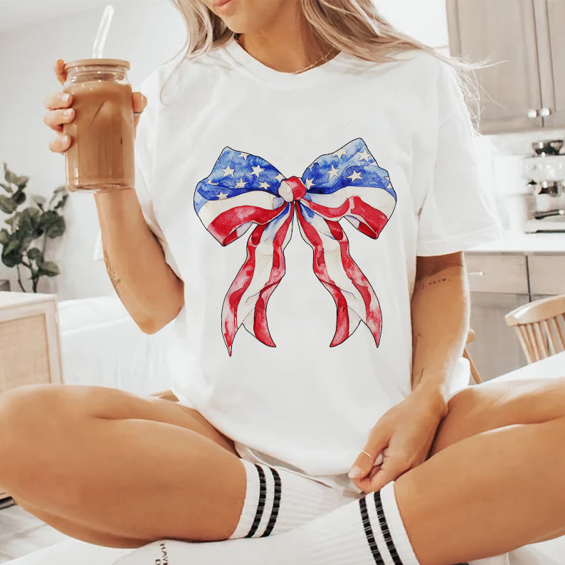 Petthouse | Coquette 4th Of July Shirt, Usa Tshirt, Retro 4th Of July Coquette Bow Tee, Patriotic Shirt