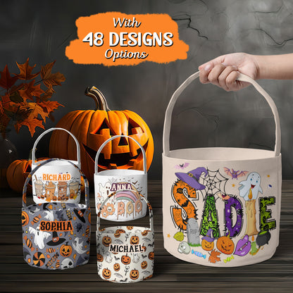 Petthouse | Personalized Name Halloween Basket, Treat Bags For Kids Basket, Trick Or Treat Bag