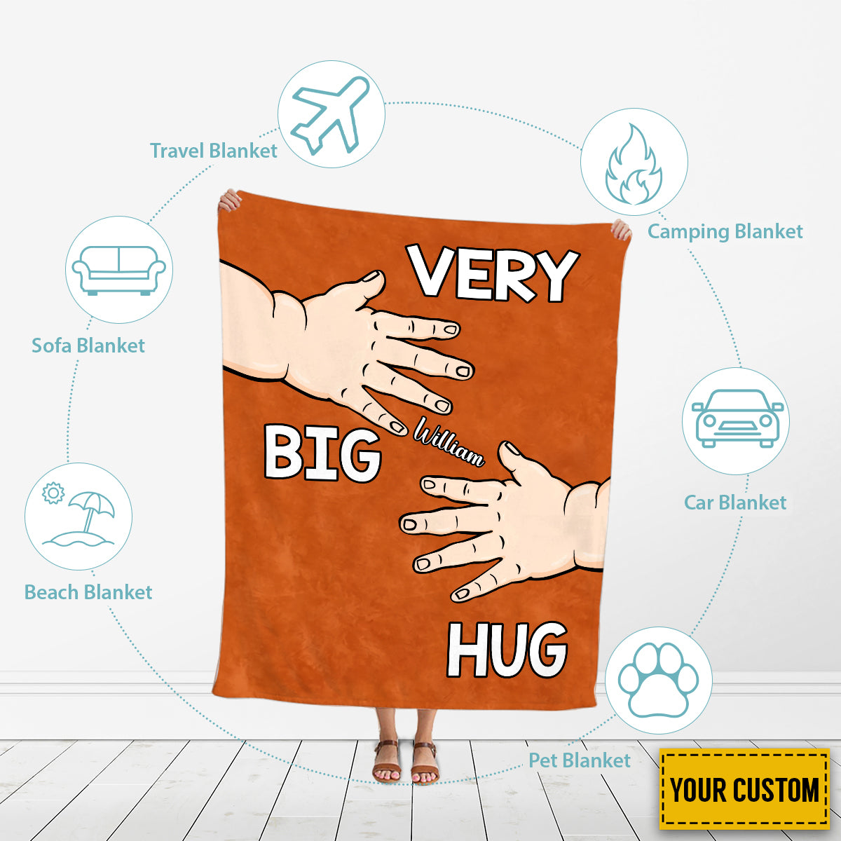 Petthouse | Customized Unique Father's Day Fleece Blanket, Very Big Hug Sherpa Blanket, Stepfather Newlywed Gift