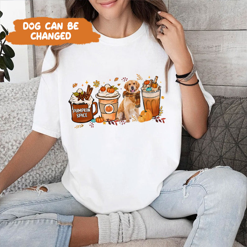 Petthouse | Personalized Dog Fall Vibes Shirt, Dog Fall Pumpkin Spice Latte, Dog Mom Fall Autumn