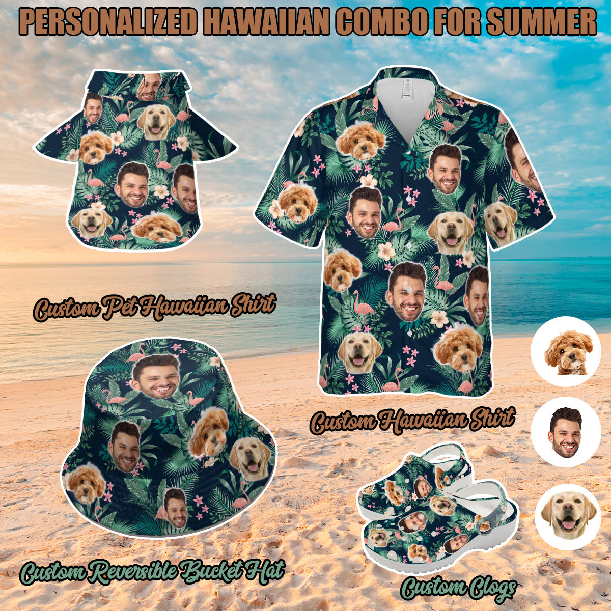 Petthouse | Custom Hawaiian Shirt With Face For Family, Funny Tropical Summer Hawaiian Shirt