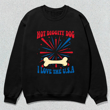 Petthouse | Custom Dog Hot Diggity Dog I Love The Usa Shirt, Independence Day Shirt, Gift For Dog Lovers