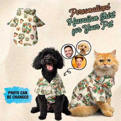 Petthouse | Personalized Photo Face Hawaiian Shirt, Tropical Custom Dog Peace Lover Hawaiian Shirt