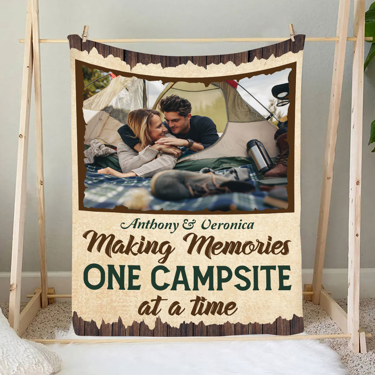 Petthouse | Personalized Photo Husband & Wife Fleece Blanket, Camping Partners For Life Throw Blanket, Camping Couples