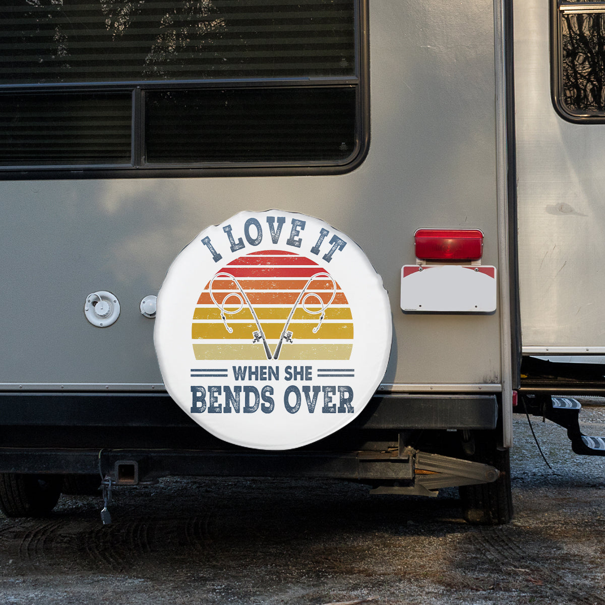 Petthouse | Fishing Spare Tire Cover, I Love It When She Bends Over, Fishing Accessory, Retro Car Tire Cover, Fishing Gift