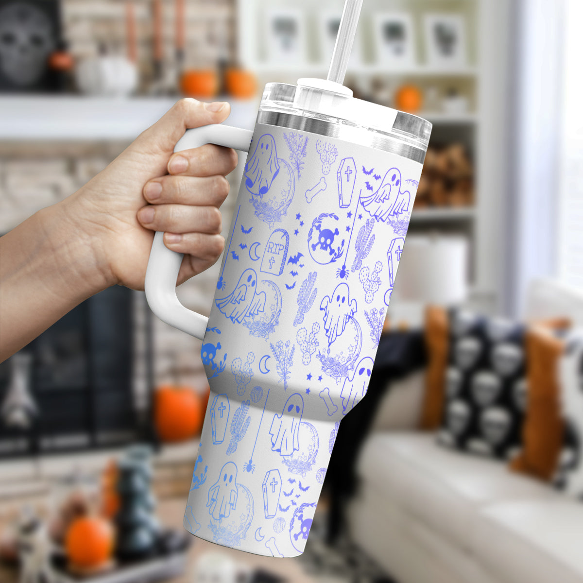 Petthouse | Halloween Doodles 40oz Tumbler, Ghost Tumbler, Viral Halloween Tumbler, Spooky Vibes