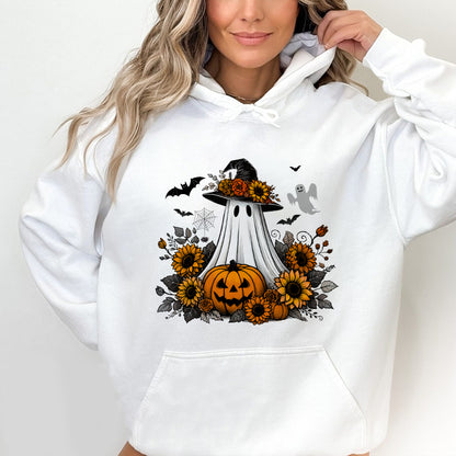 Petthouse | Cute Ghost Pumpkin Shirt, Floral Witch Ghost Pumpkin Shirt, Fall Autumn Halloween