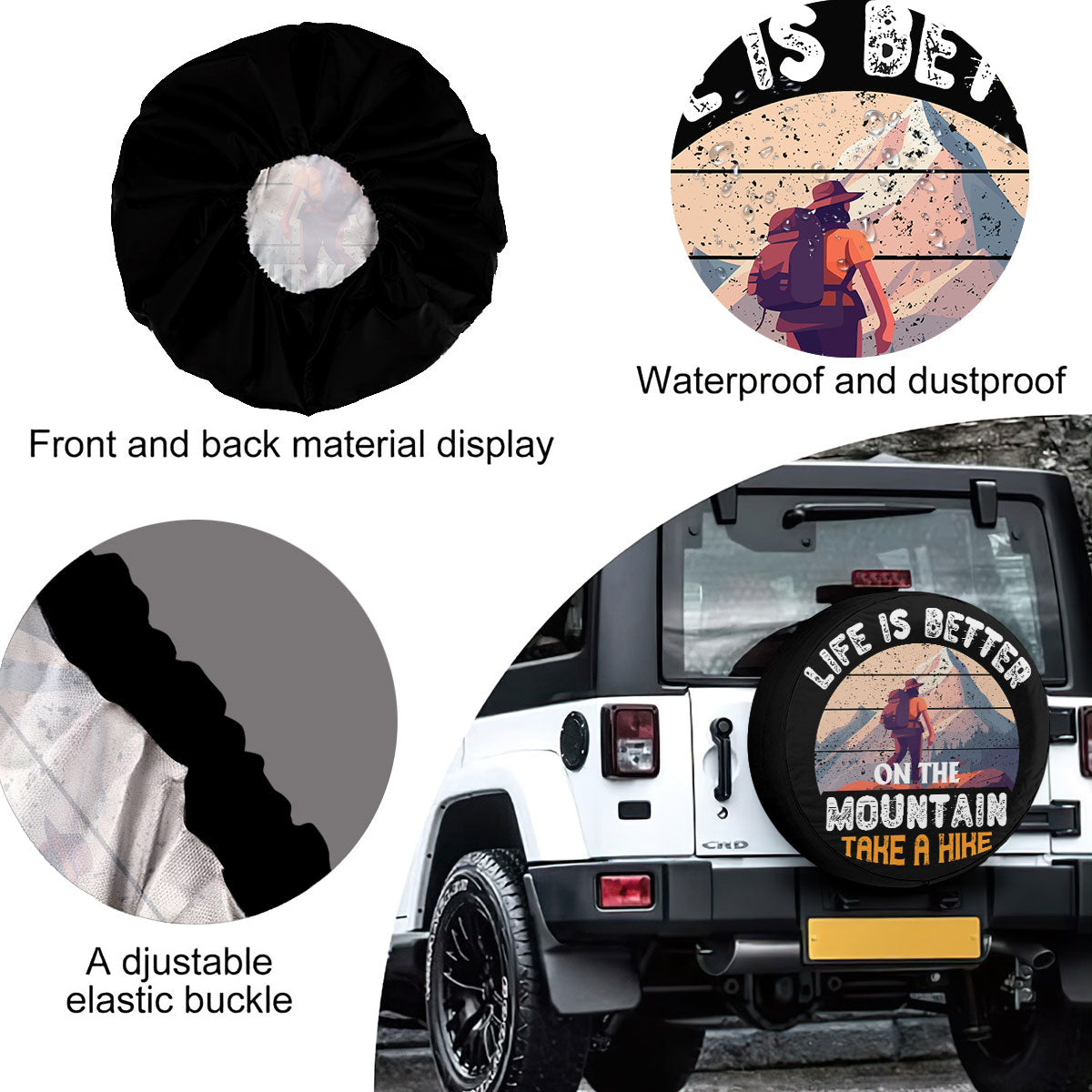 Petthouse | Hike Mountain Adventure Spare Tire Cover Love Hiking Tire Protector Truck Cover Hikers Gift Truck